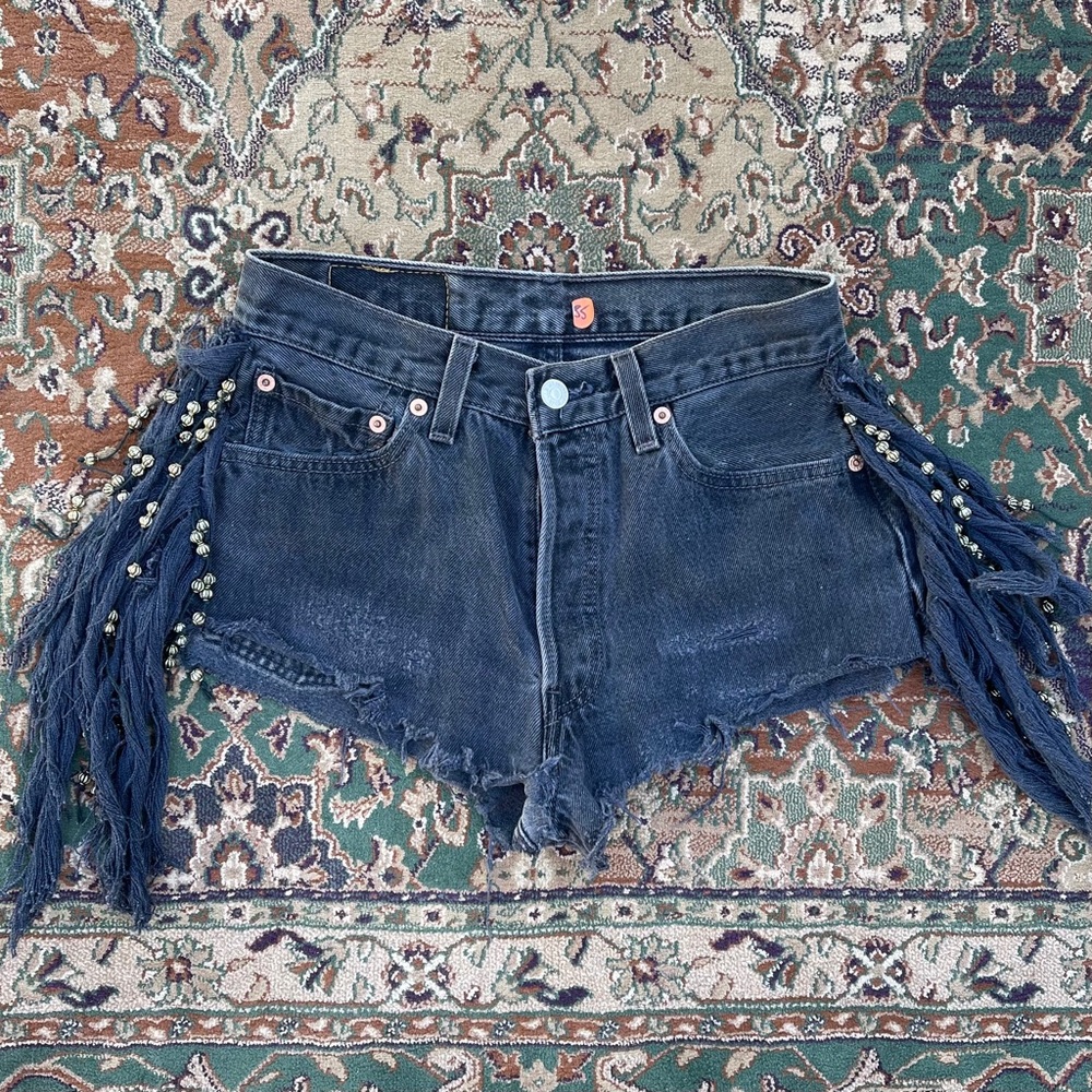 Vintage Custom Beaded Fringe Shorts